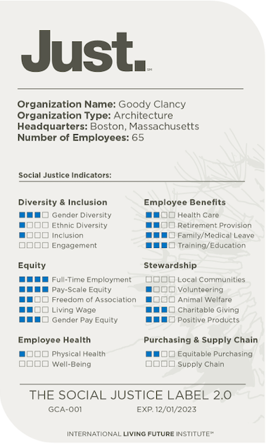 Goody Clancy's JUST Label 2.0